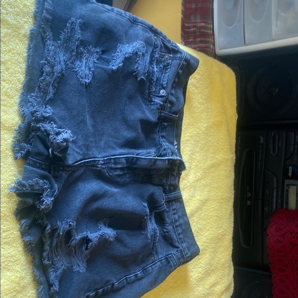 American Eagle Outfitters Distressed Black Denim Shorts